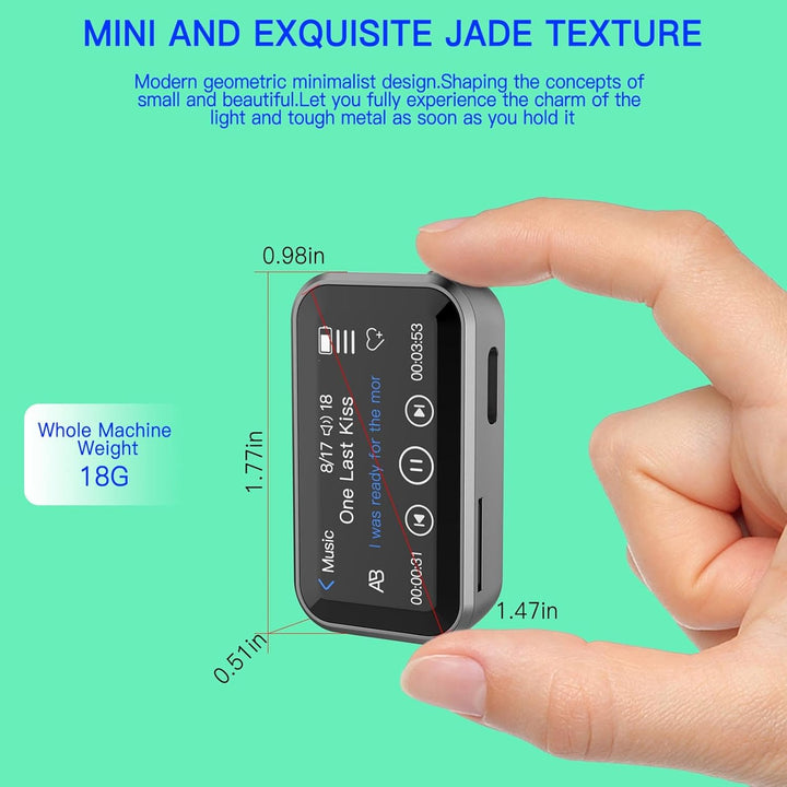 Cuifati 32 GB MP3 -Player mit Bluetooth &amp; Back -Clip, 1,47in Voll -Touchscreen -tragbarer Musikplaye