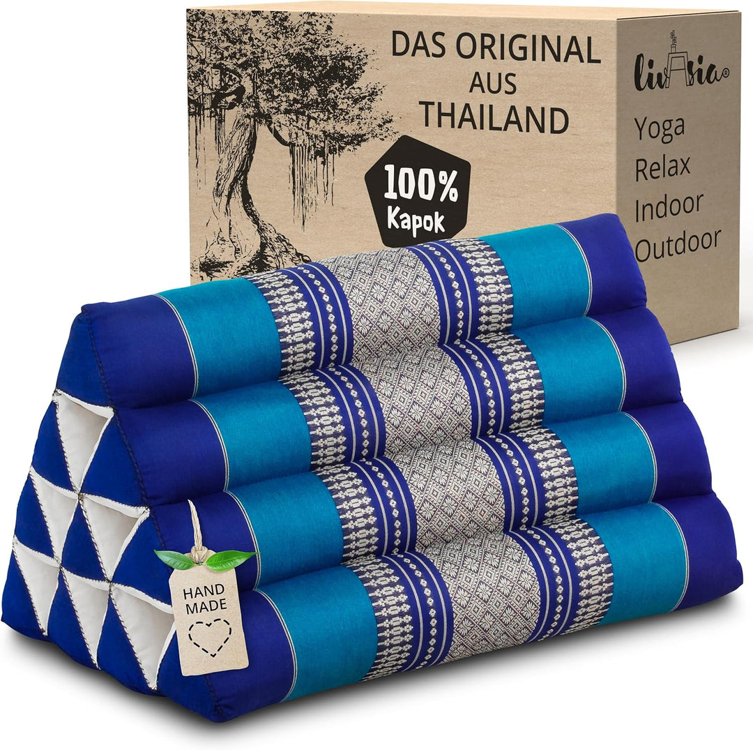 livasia Rückenstützkissen mit Muster, Dreieckskissen für den Garten, Keilkissen mit Kapok, vegan und