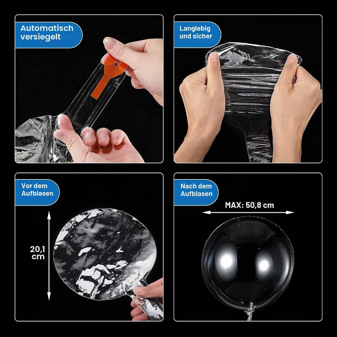 Leuchtende Luftballons, 7 Packungen 20 Zoll Valentinstag Bobo Luftballons mit 10ft LED Lichterketten