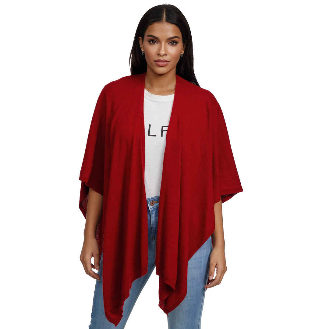 Glamexx24 Damen Poncho Schal Cashmere Feeling Strick Cape Frauen Poncho Cardigan XXL Umhängetuch für