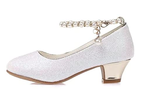 La Señorita Brautschuhe Kommunionschuhe Festliche Schuhe mit Perlen Absatzschuhe für mädchen 29 E