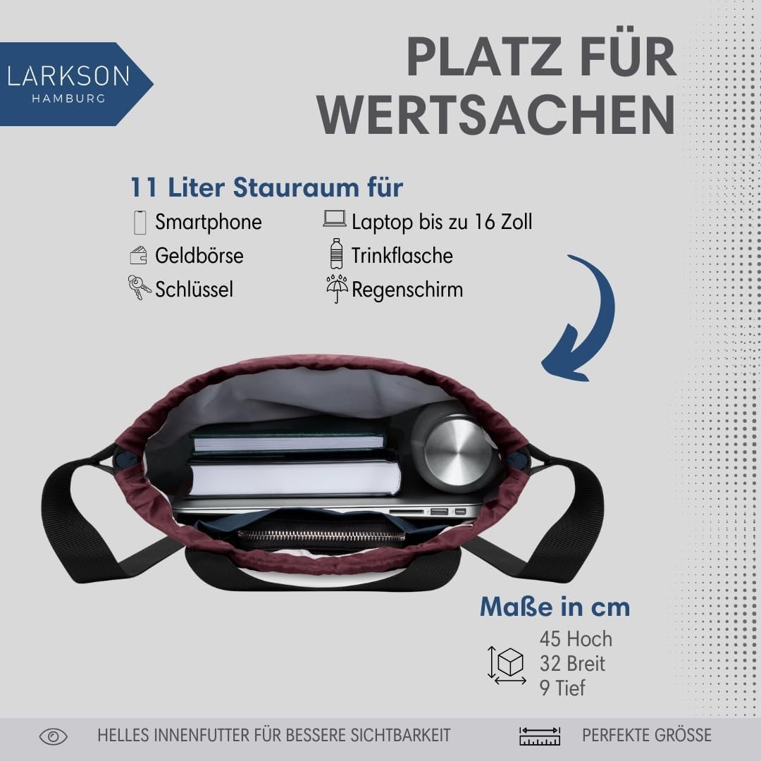 LARKSON Turnbeutel Damen &amp; Herren Blau Rot - No 7 - Rucksack Damen für Sport und Festival - Beutel R