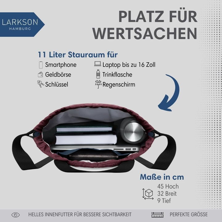 LARKSON Turnbeutel Damen &amp; Herren Blau Rot - No 7 - Rucksack Damen für Sport und Festival - Beutel R