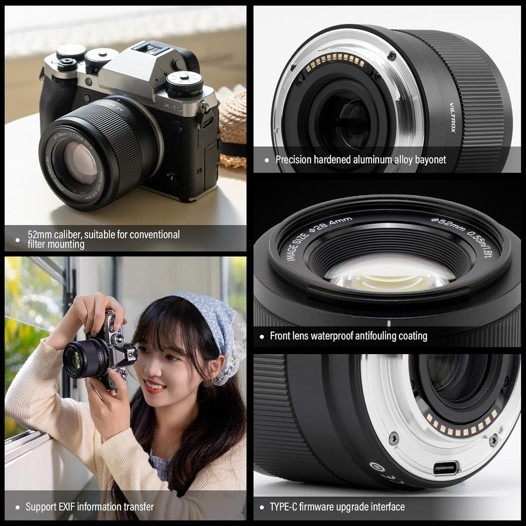 VILTROX 56 mm F1.7 APS-C-Autofokusobjektive für Fuji X-Mount-Kameraobjektive Standardobjektiv mit Gr