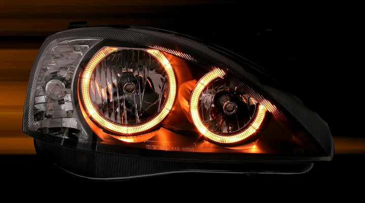 AD Tuning GmbH &amp; Co. KG DEPO Angel Eyes Scheinwerfer Klarglas Schwarz mit Standlichtringe