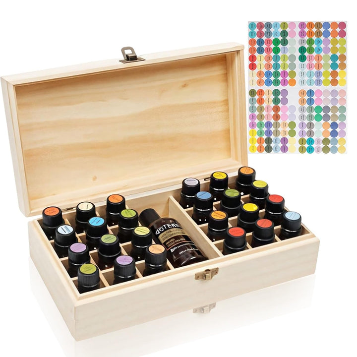 Ätherische Öle Aufbewahrung, Box für Ätherische Öle, 25 Löcher Ätherisches Öl Box Aus Holz, mit Kost