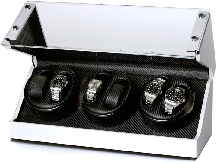 Raoul U. Braun Uhrenbeweger Futura | viele Modelle für 2-8 Uhren | Carbon-Optik Schwarz &amp; Weiss | le