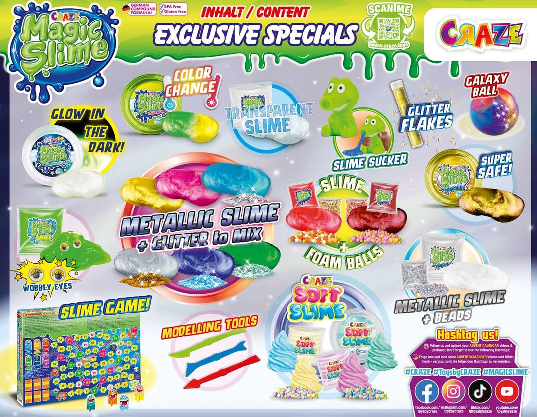 MAGIC SLIME ADVENTSKALENDER Kinder - Weihnachtskalender mit Schleim für Mädchen & Jungen, Spielzeugk
