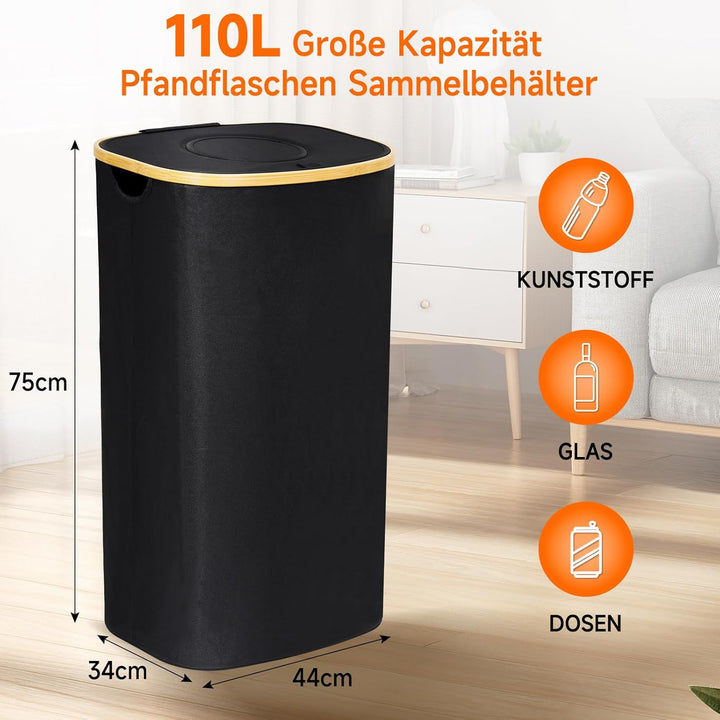 DOLLAR BOSS Pfandflaschen Sammelbehälter 110L Pfandbehälter mit Deckel, Pfandflaschen Behälter Gross