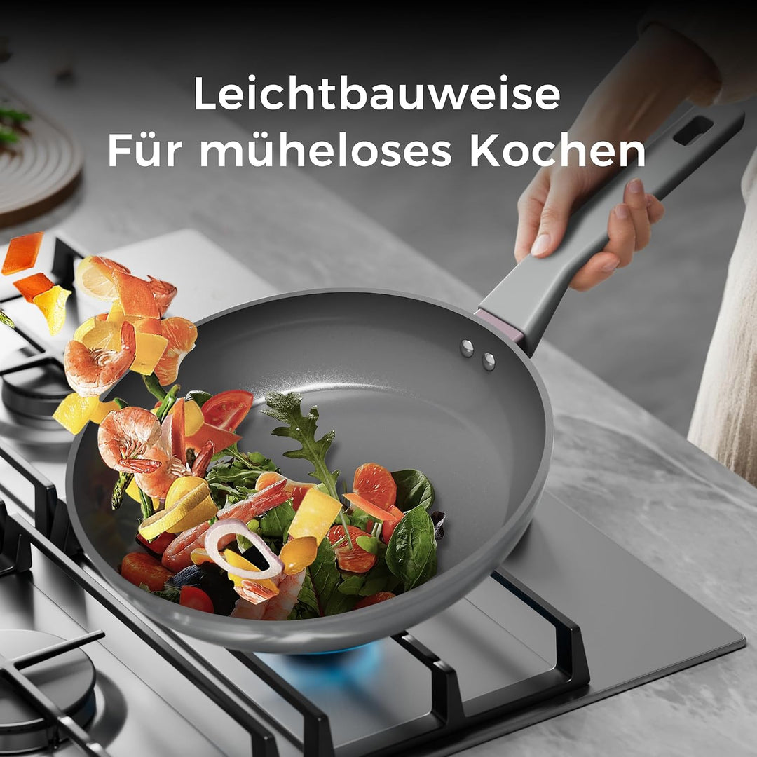 Sanho Bratpfanne 30cm, Keramikpfanne Antihaft Induktion, Omelette Pfanne, 30cm