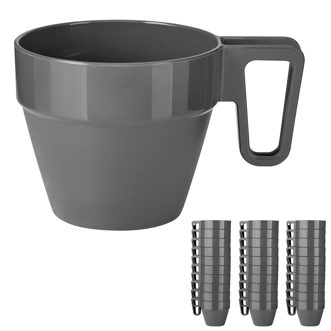 Grizzly Mehrweg Kaffeetassen Set I 30er Set Wiederverwendbares Anthrazit Kunststoffbecher I Stapelba