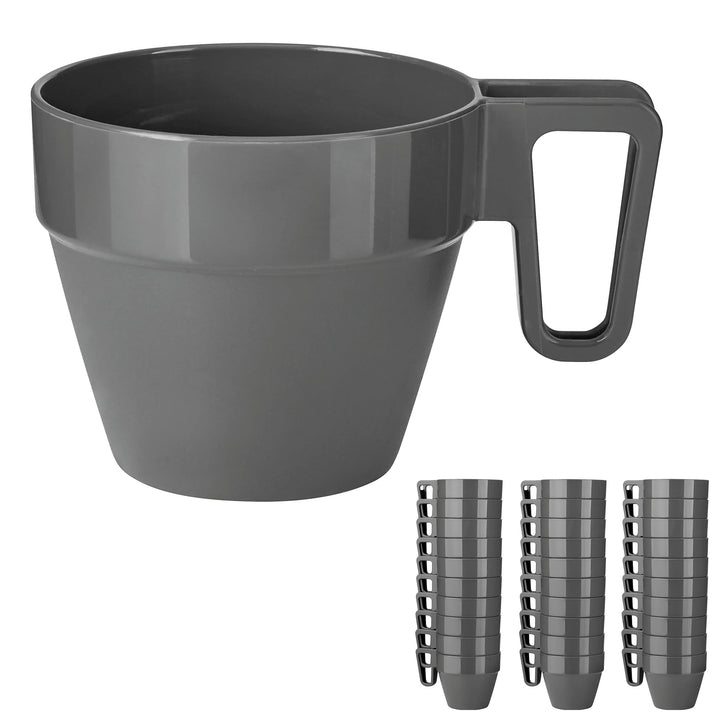 Grizzly Mehrweg Kaffeetassen Set I 30er Set Wiederverwendbares Anthrazit Kunststoffbecher I Stapelba