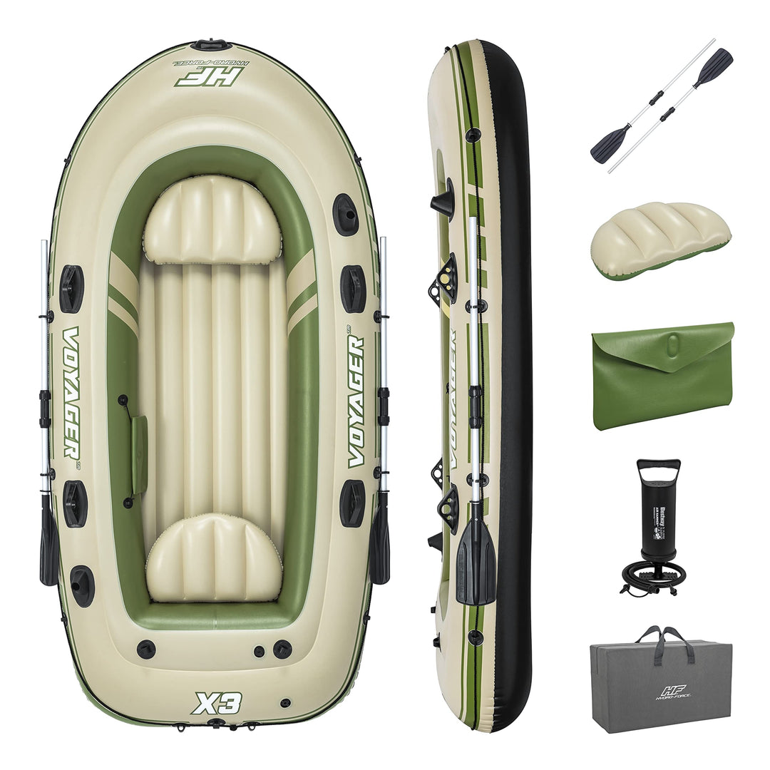 Hydro-Force 9'8" x 54 Voyager X3 aufblasbares Floss-Set | für bis zu 3 Erwachsene | inklusive Boot,