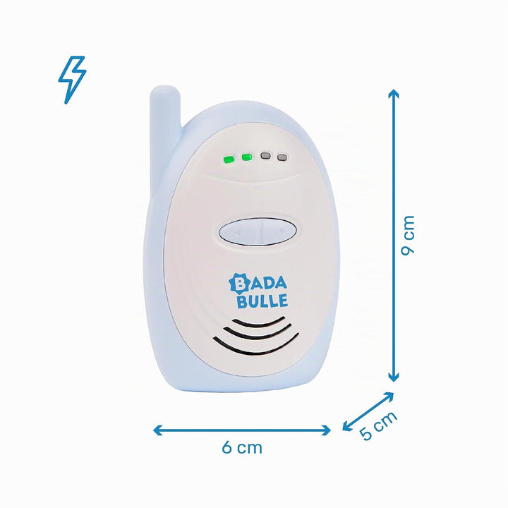 Badabulle Audio-Babyphone 300m Reichweite - akustischer und visueller Alarm - Batterie- oder Netzbet