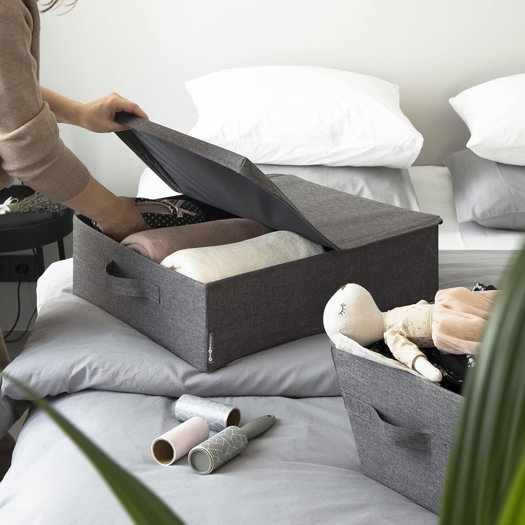 BIGSO Unterbett Aufbewahrungsbox – faltbare Box mit Griffen für Decken, Kleidung, Kissen, Spielzeug