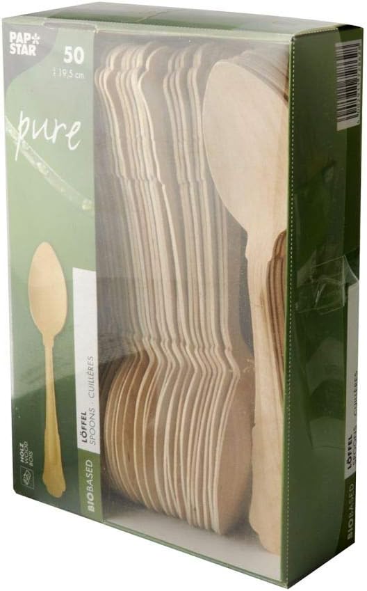 Papstar Löffel, Holz "pure" 19,5 cm natur "Vintage" 88140 Holzlöffel, 500 Stück