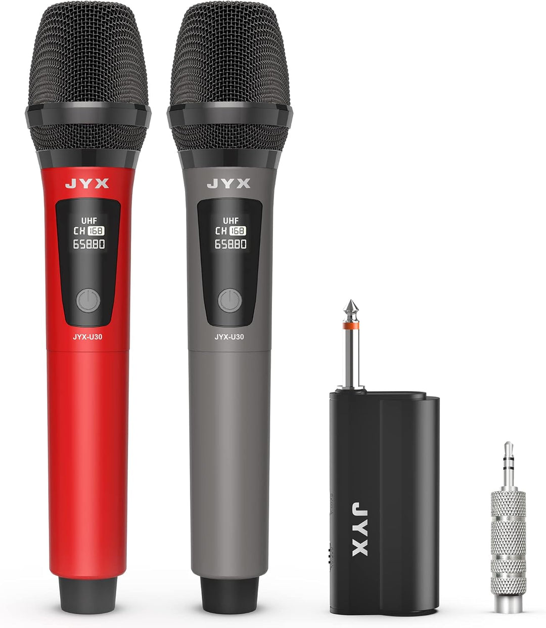 JYX Drahtloses UHF Mikrofon, 30M Karaoke Mikrofon Kabellos mit Empfänger, Dual Mikrofon für PA Karao