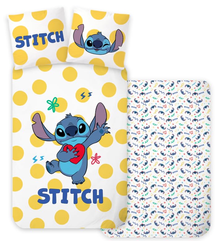 Disney Lilo & Stitch Kinderbett Bettwäsche Set | Bettbezug 100x135 cm mit Kissenbezug 40x60 cm, 100%