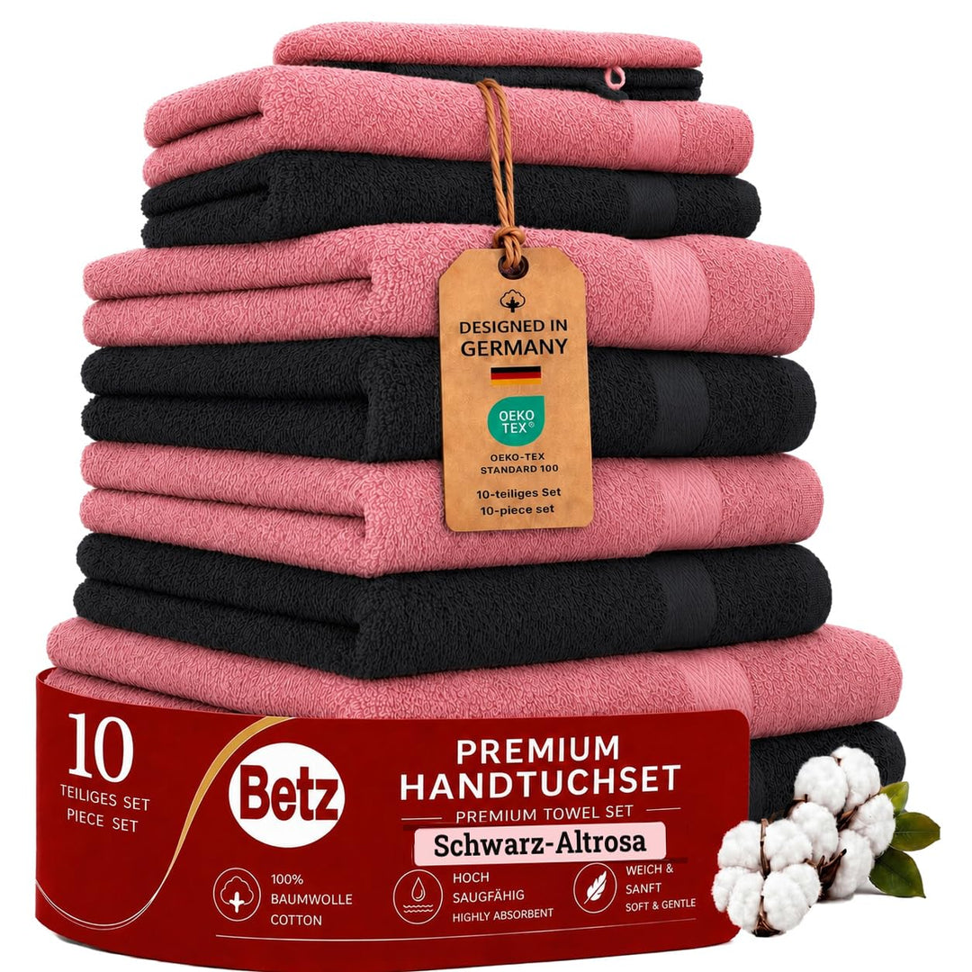 Betz 10-TLG. Handtuch-Set Premium 100% Baumwolle 2 Duschtücher 4 Handtücher 2 Gästetücher 2 Waschhan