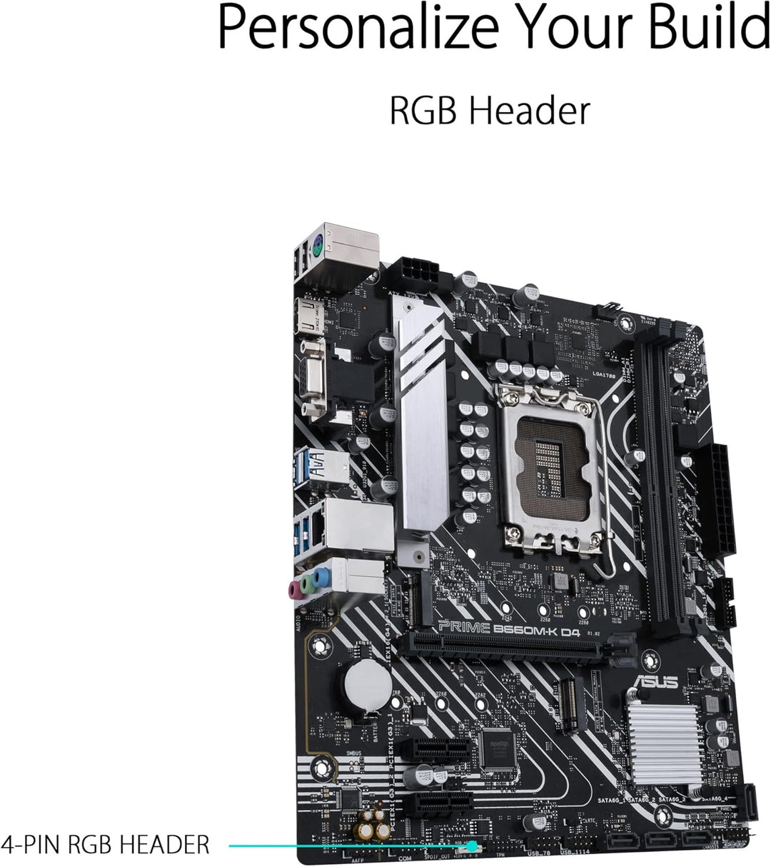 ASUS PRIME B660M-K D4 Gaming Mainboard Sockel Intel LGA 1700 (Intel B660, mATX, DDR4 Speicher, PCIe