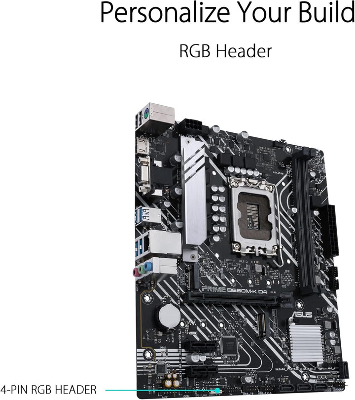 ASUS PRIME B660M-K D4 Gaming Mainboard Sockel Intel LGA 1700 (Intel B660, mATX, DDR4 Speicher, PCIe