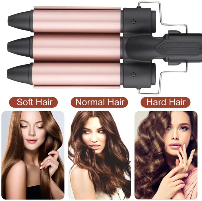 Lockenstab 3 fässer Beach Waves Welleneisen Grosse Locken Mermaid Wellenstab Welleisen mit Klemme Ha