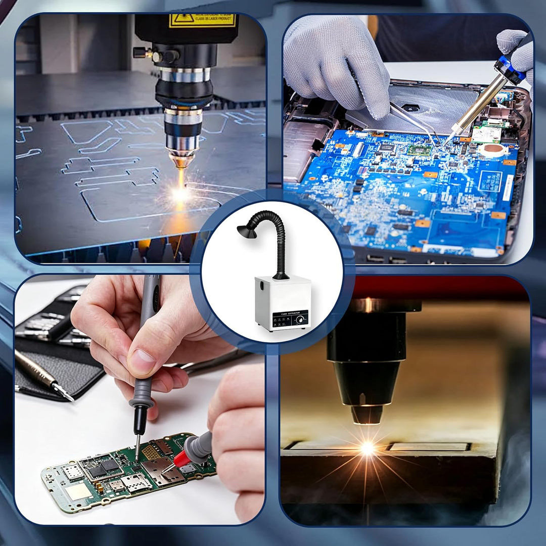 50W Lötrauchabsaugung mit 3-Stufen Filtersystem, mit 4 Ersatz-Vorfilter, Desktop Rauchabsauger 168 m
