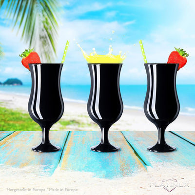Schwarze Cocktailgläser max. 470ml aus Glas Set (6-Teilig) Longdrinkgläser Partygläser Milkshake Gla