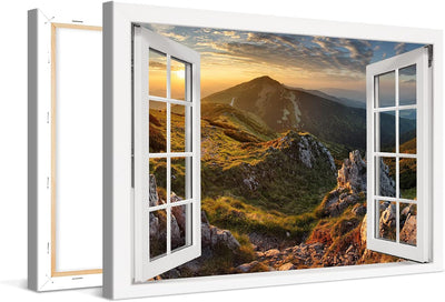 PICANOVA – Bild auf Leinwand Blick auf die Berge vom Gipfel Chleb Fenster 120x80cm Leinwandbild – Pr