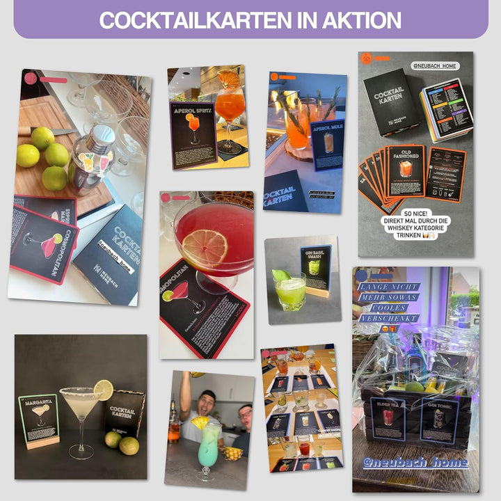 NEUBACH HOME Cocktail Karten - Cocktail Zubehör 50 Rezepte im Set - DIN A6 - extra schrittweise Zube