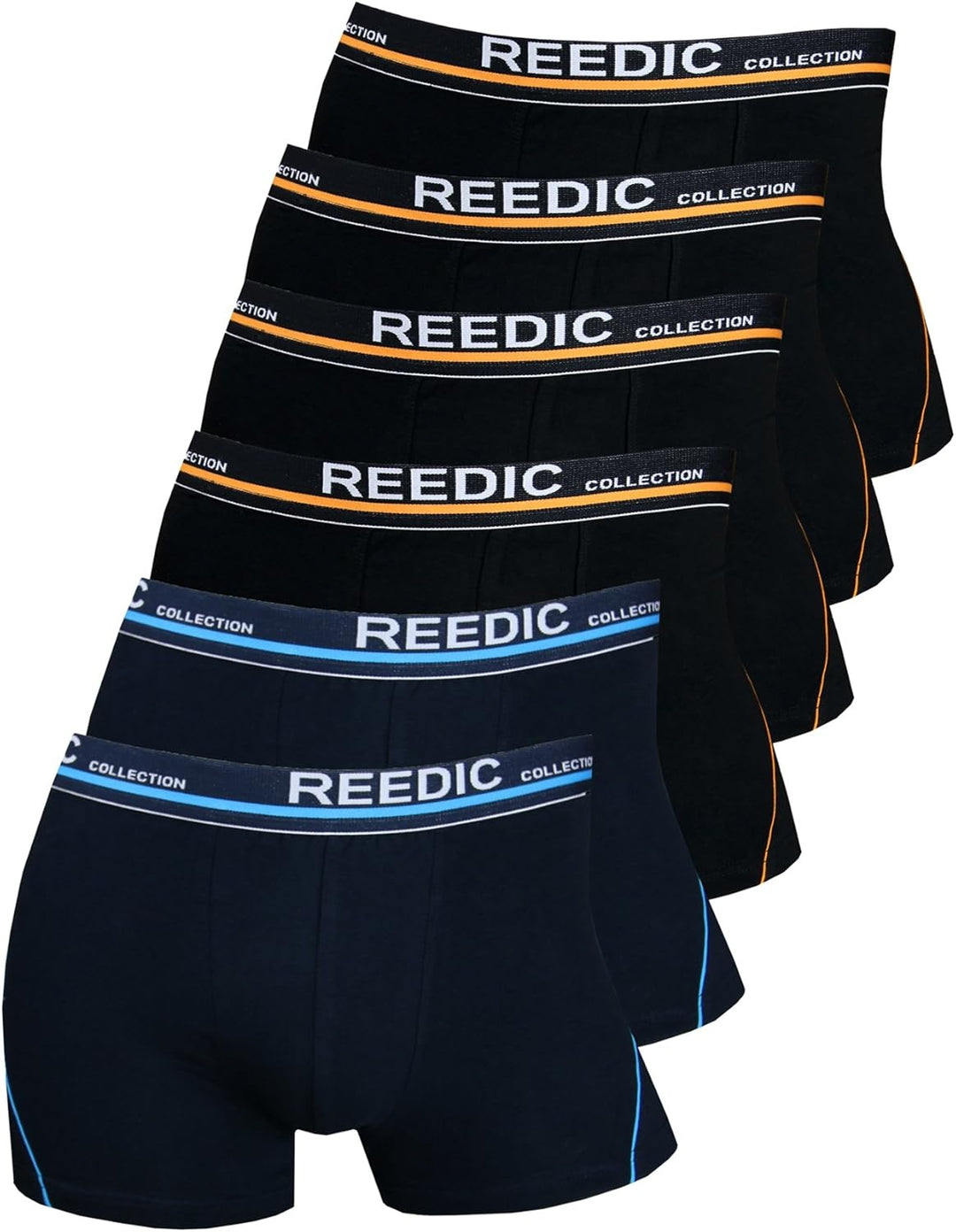 Reedic Herren Boxershorts Baumwolle 6er Pack, Grösse XX-Large (2XL), Farbe je 4X schwarz, je 2X dunk