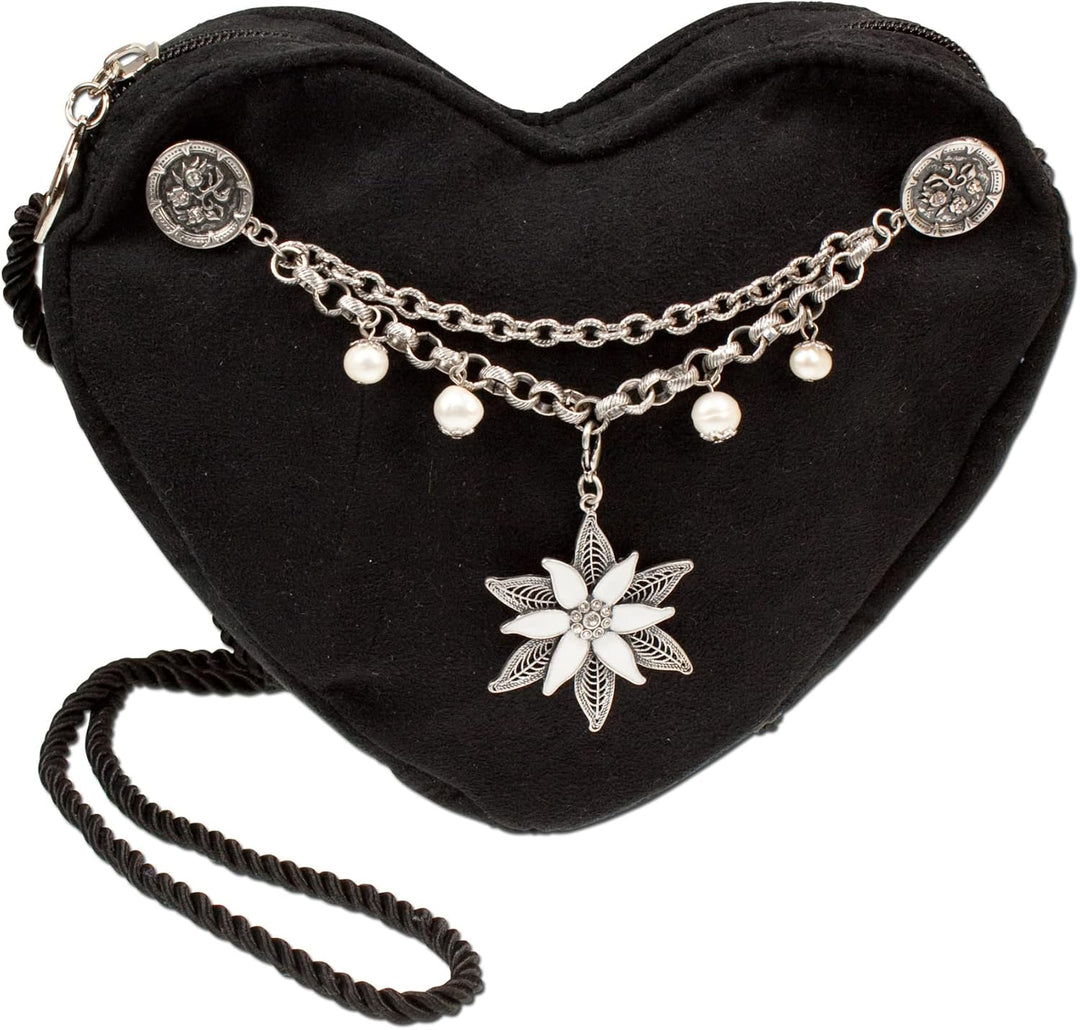 Alpenflüstern Herztasche Edelweiss-Charivari - Damen Trachtentasche in Herzform, Schultertasche fürs