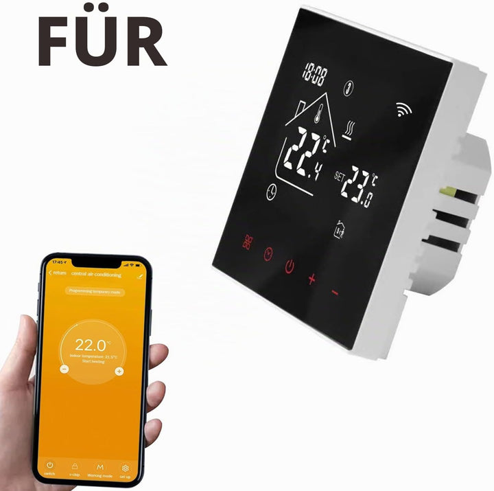 Smart WiFi Thermostat Kesselheizung Fussodenheizung, WiFi Heizungsthermostat LED Display Touchscreen