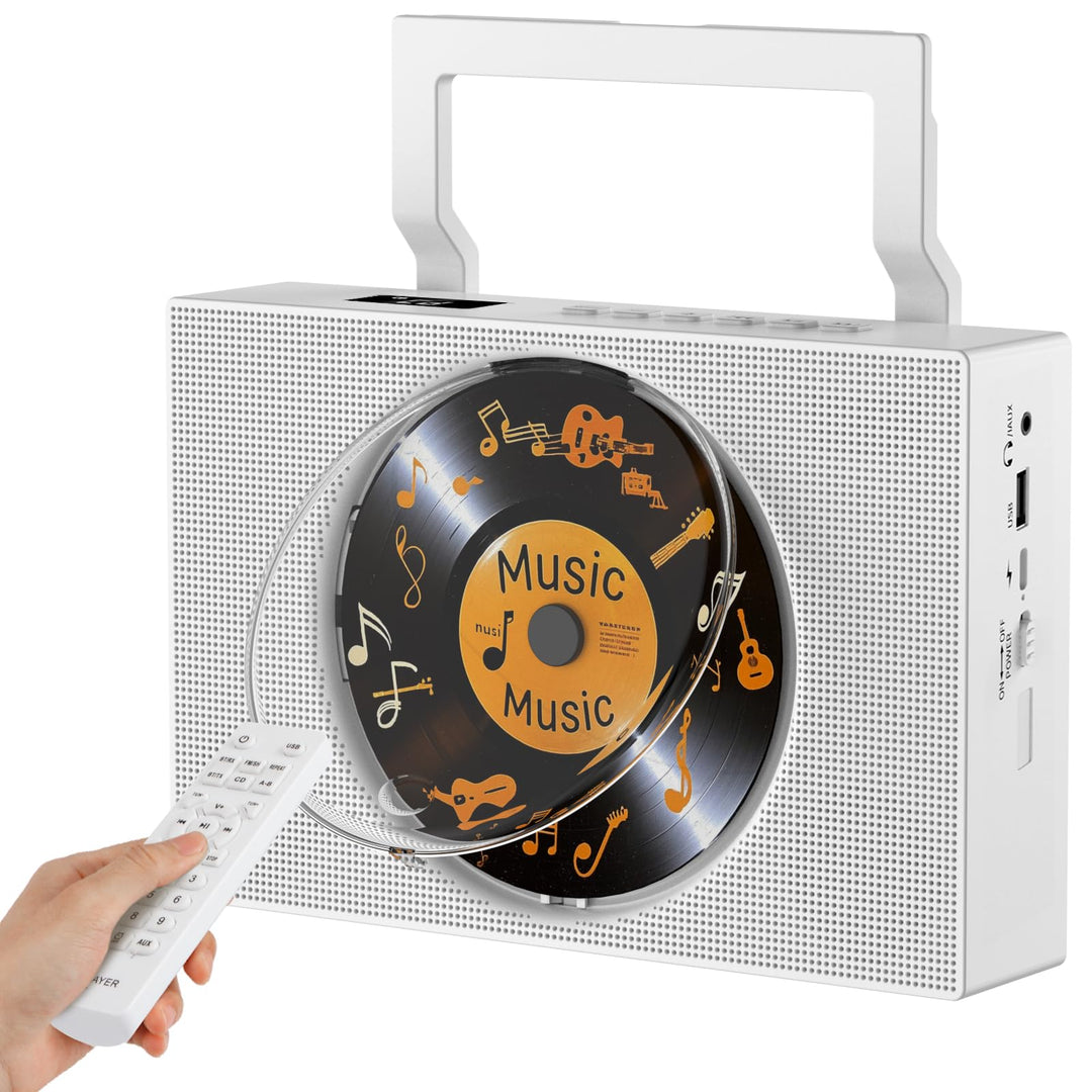 Gueray CD-Player mit Radio: Bluetooth CD Player mit Griff, CD-Spieler Lautsprechern, Display, Fernbe