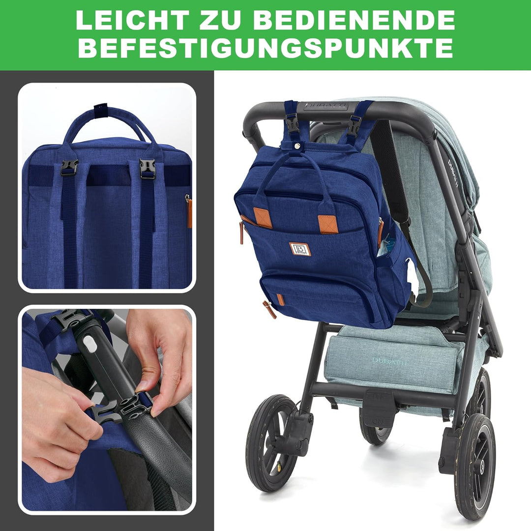 Brisby Wickelrucksack gross - Wickeltasche kinderwagen mit isoliertes Frontfach, Babytasche mit Wick