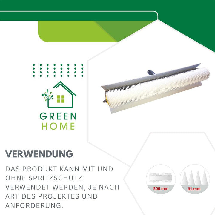 Green Home Entlüftungsroller 50 cm mit Spritzschutz - Stachellänge: 31 mm - Profi-Qualität 50 cm Rol