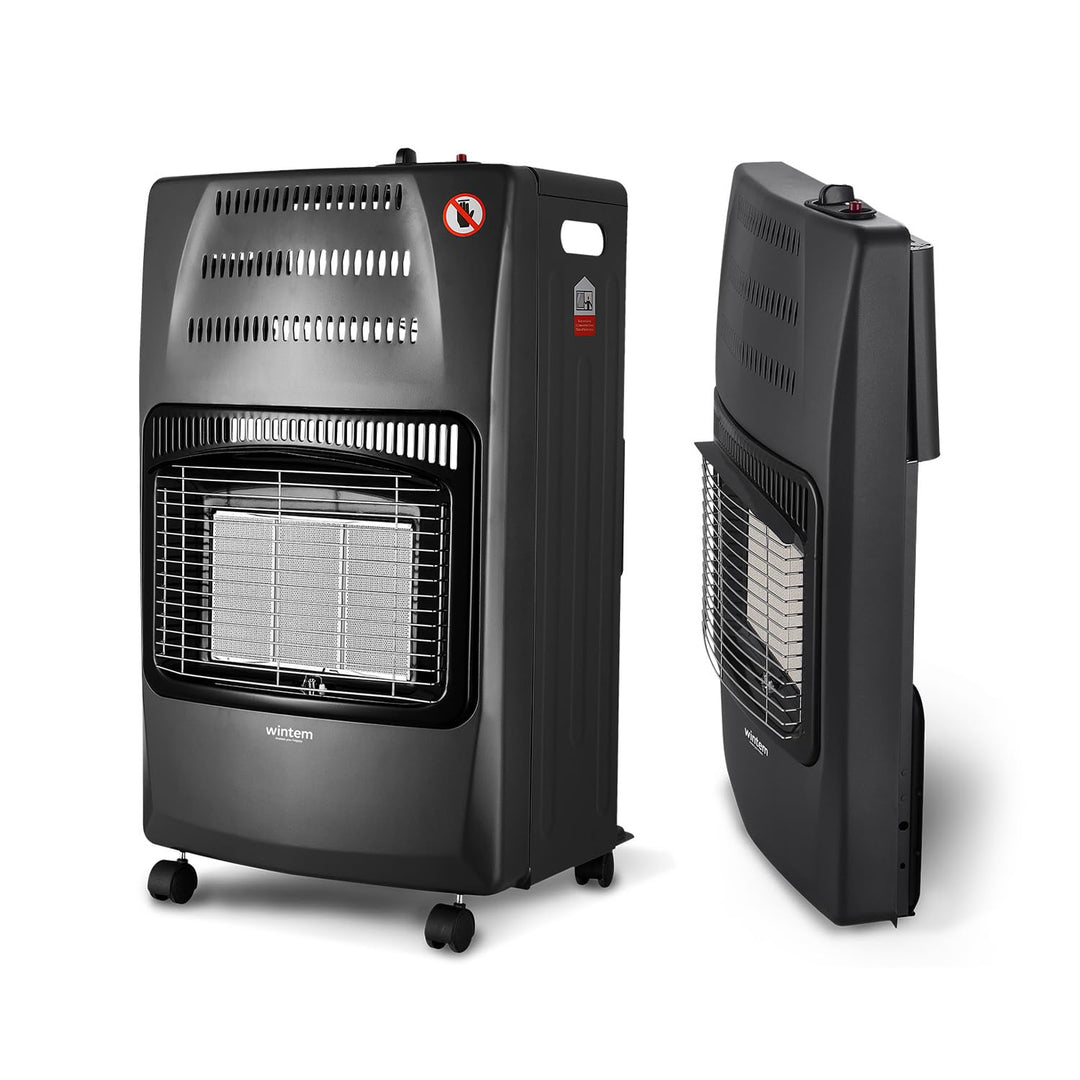Wintem Gasherd, Schwarz, LPG, 4,2 kW, mit 3 Heizstufen und sicherer Piezo-Zündung, leicht zu bewegen