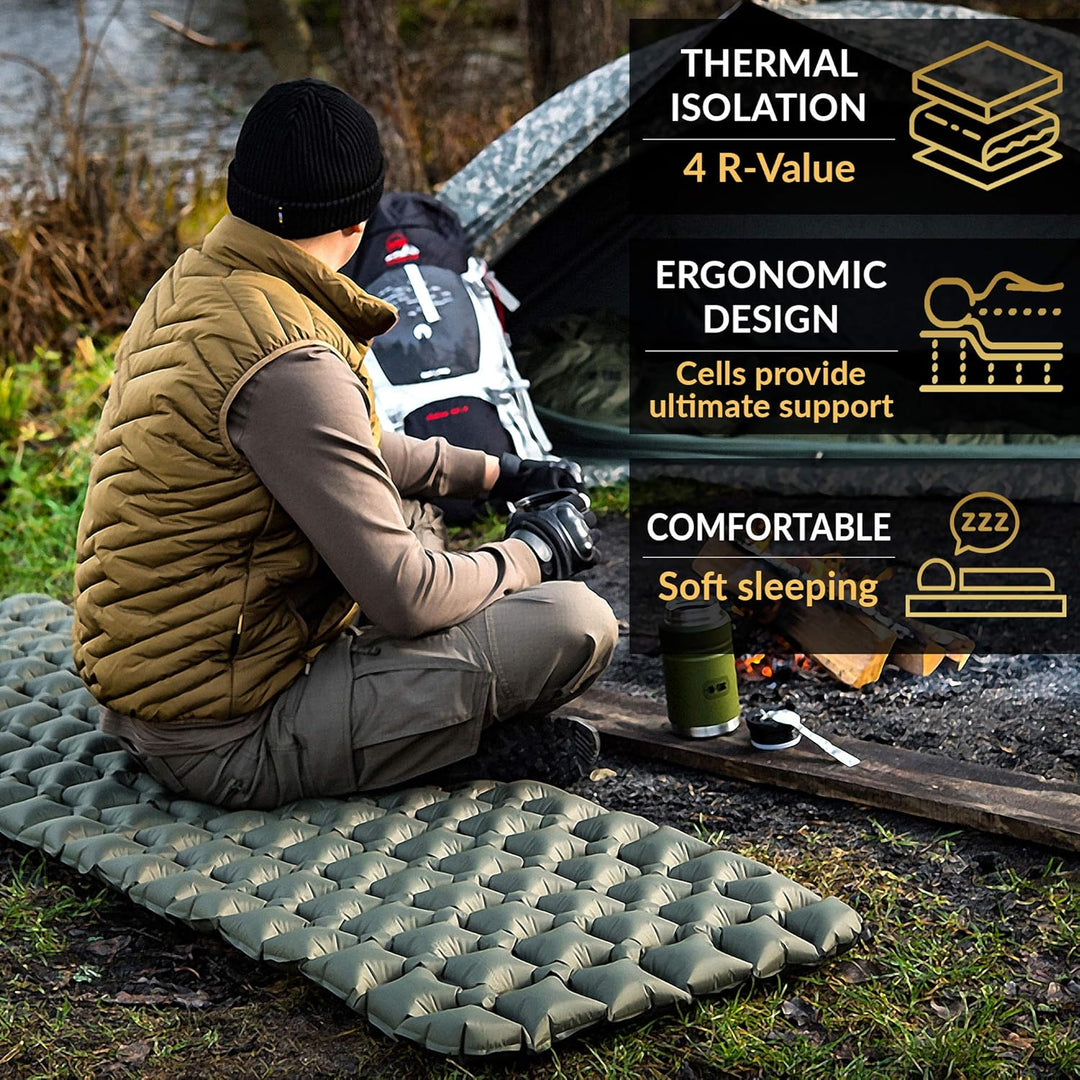 M-Tac Aufblasbare Isomatte 195 x 60 cm – Ultraleicht, Kompakt & Robust – Camping, Trekking, Outdoor