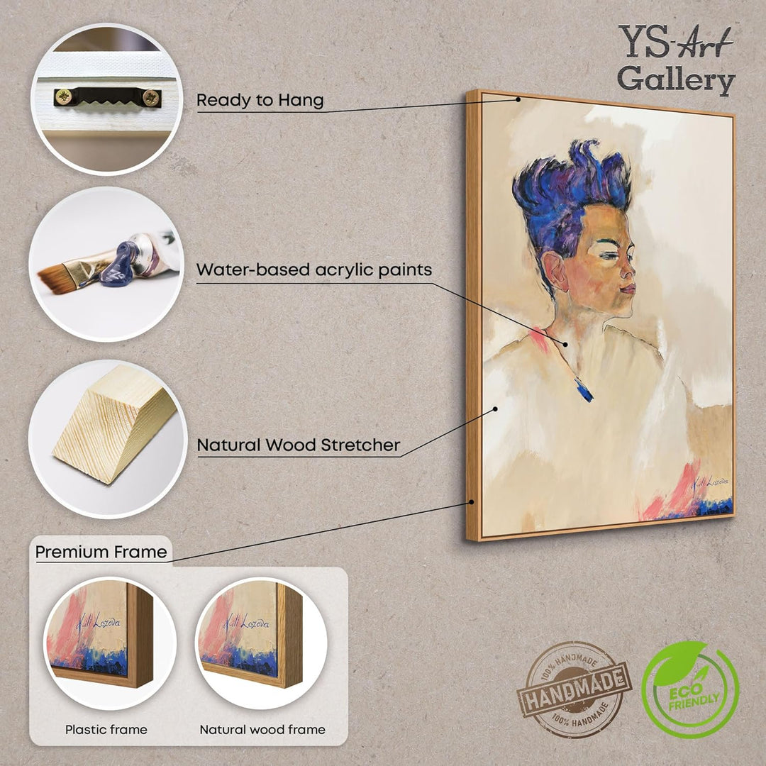 YS-Art XXL Abstrakt Acryl Gemälde auf Leinwand mit Rahmen Schiele handgemalte Wandbilder Wohnzimmer