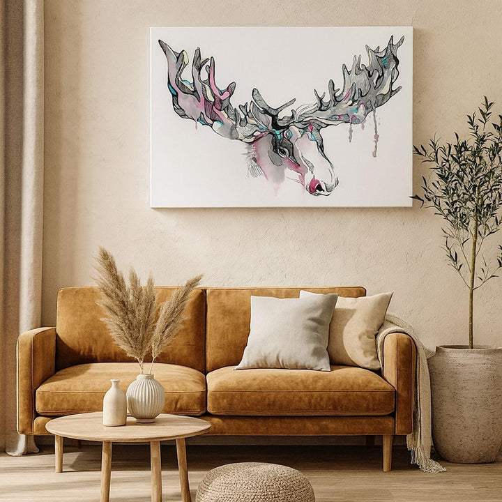Bilder auf Leinwand 100x70cm Leinwandbild Moose Bunt Kopf Abbildung Gross Wanddeko Bild Schlafzimmer