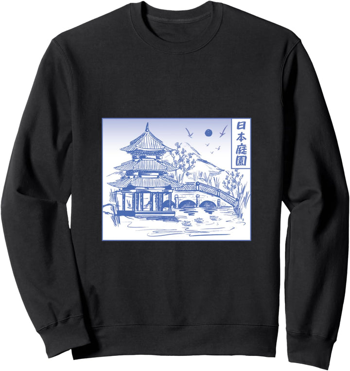 Japanischer Garten und Tempel l Schöne Strichgrafik Sweatshirt