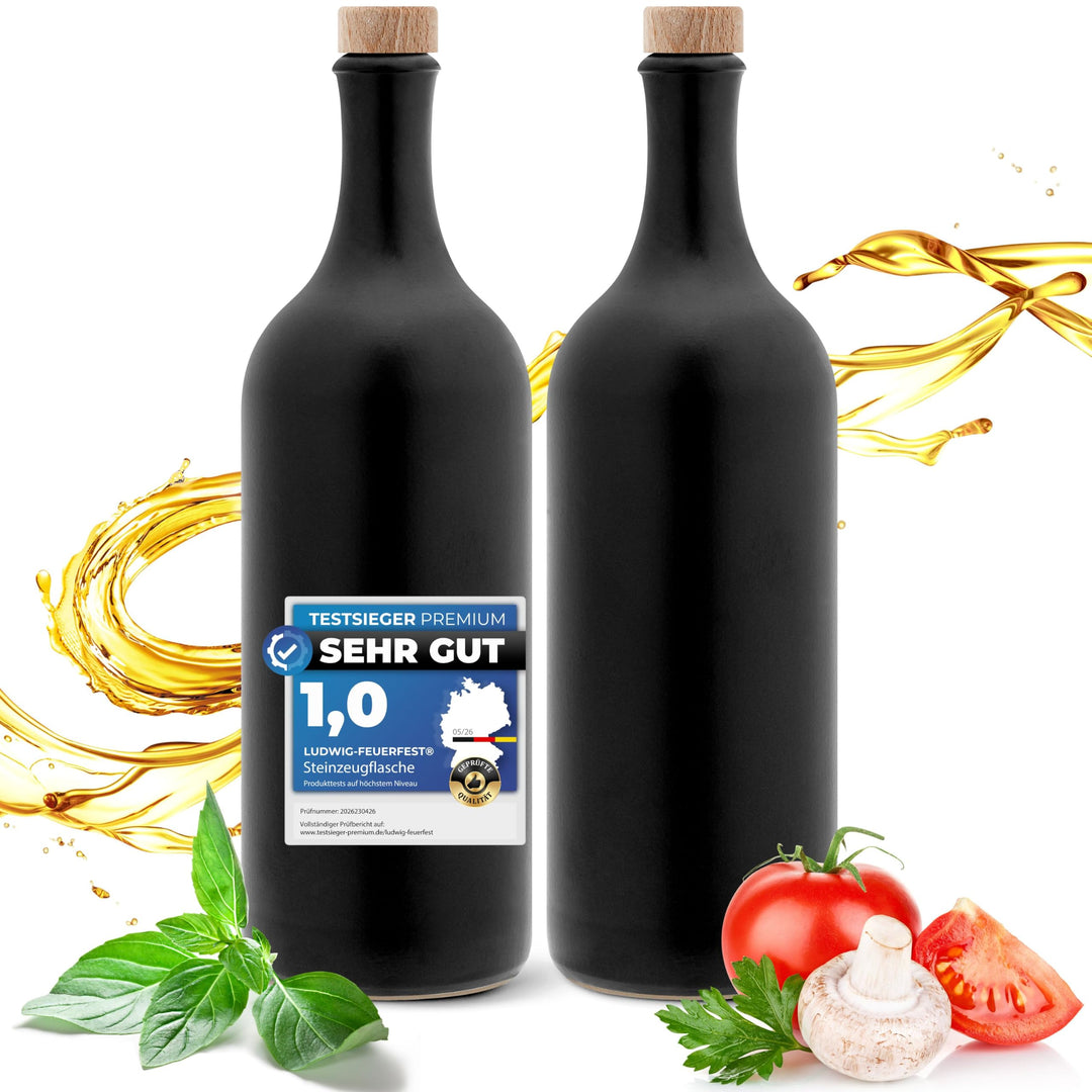 Kaminfix Essig &amp; Öl Spender - Flasche mit Ausgiesser, 2er Geschenkset für Feinschmecker handgefertig