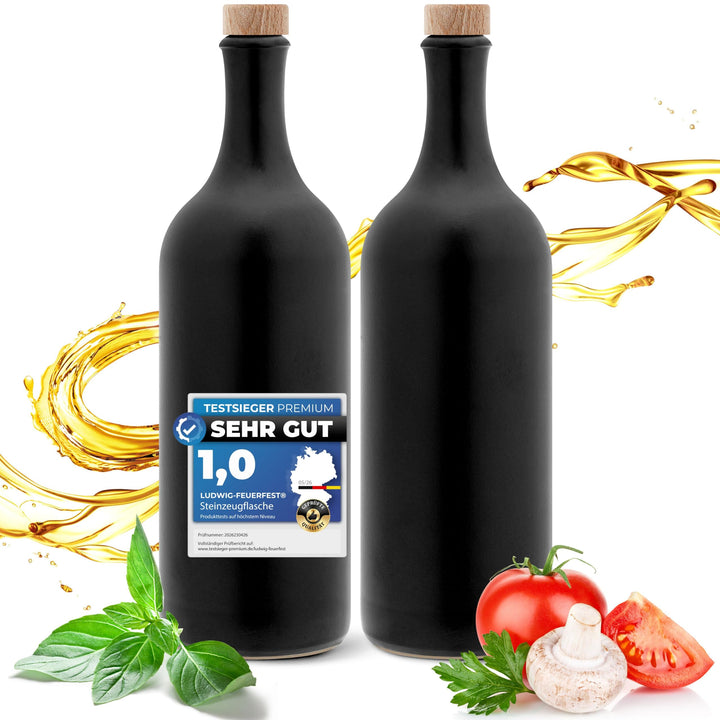 Kaminfix Essig &amp; Öl Spender - Flasche mit Ausgiesser, 2er Geschenkset für Feinschmecker handgefertig