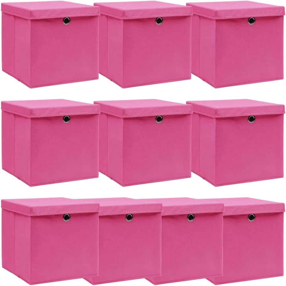 WIFESE 10 Stück Aufbewahrungsbox Mit Deckel 32X32X32 cm Faltbox Mit Fingerloch Storage Boxes Faltbar
