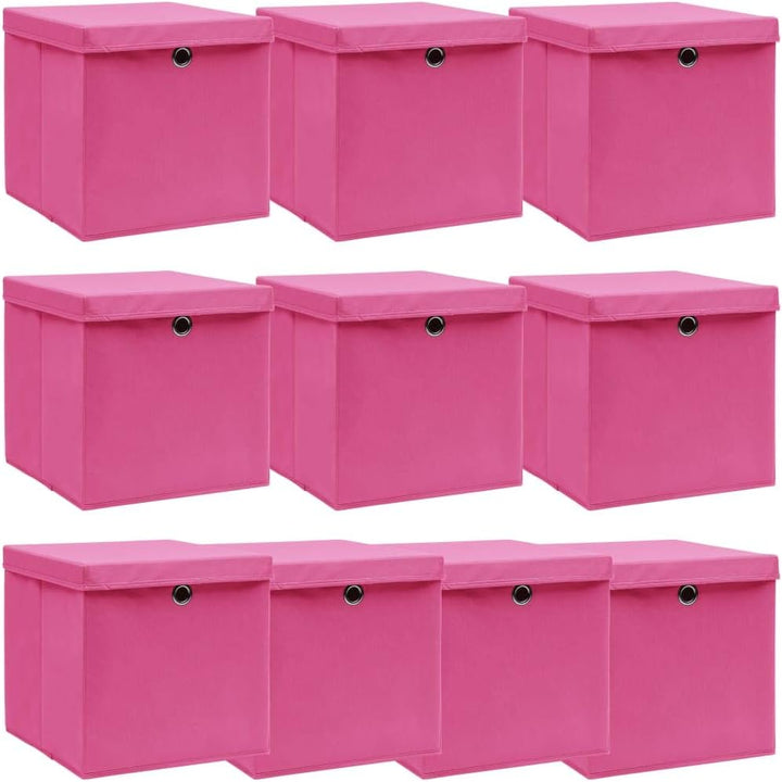 WIFESE 10 Stück Aufbewahrungsbox Mit Deckel 32X32X32 cm Faltbox Mit Fingerloch Storage Boxes Faltbar