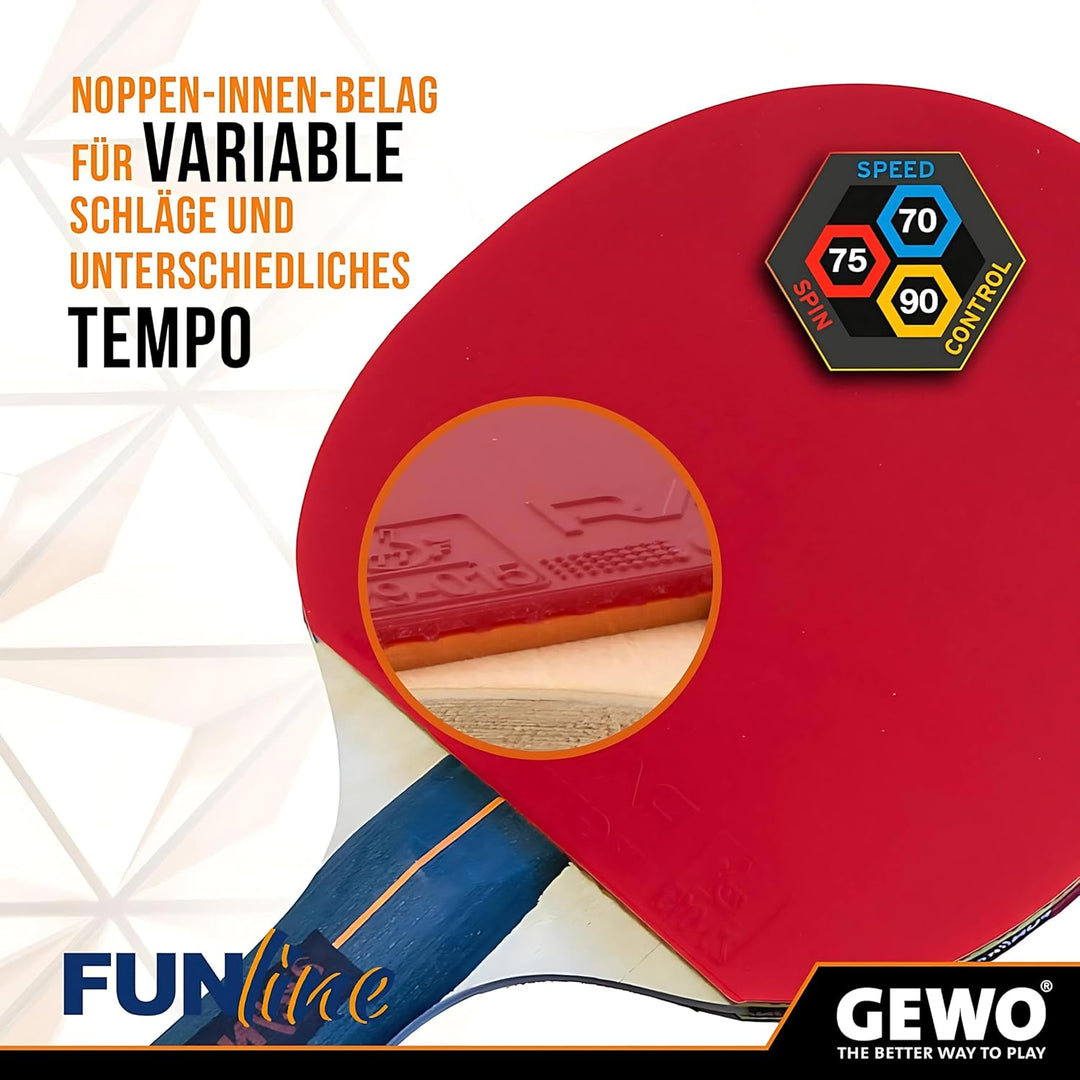 GEWO Family &amp; Friends Tischtennisschläger-Set - 4 Tischtennisschläger für Hobby und Freizeit mit 8 T
