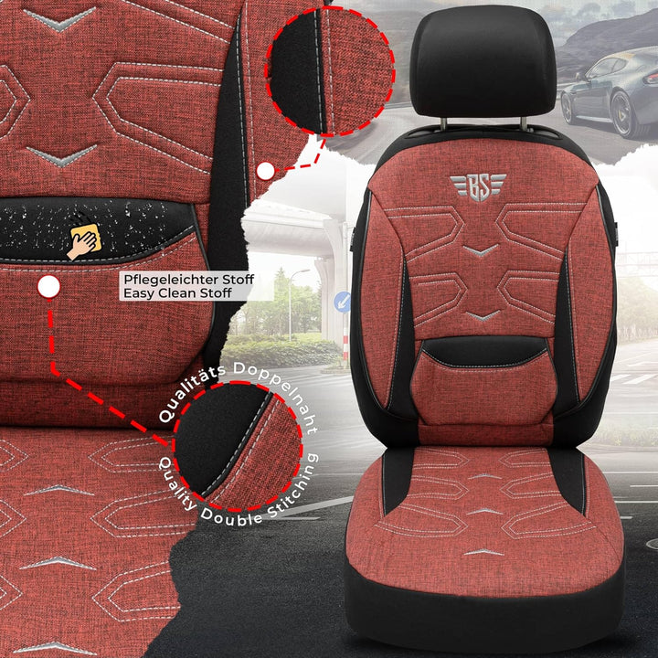 BREMER SITZBEZÜGE Mass Sitzbezüge Schonbezüge für Mercedes GLK X204 KT302 KT302 - Schwarz/Rot GLK X2