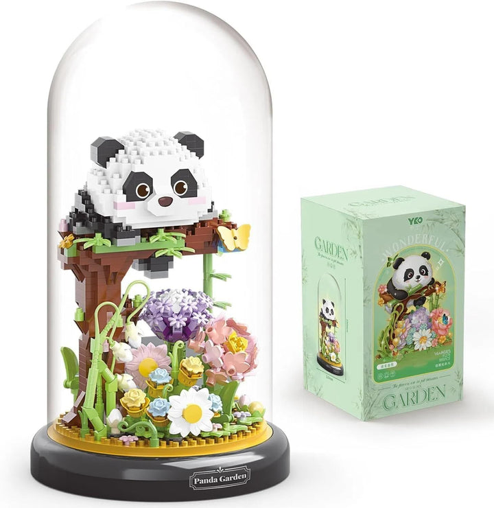 Panda Blumenstrauss Bausteine Bausatz, kreativer DIY Tiere Blumen Bauset Blumen Pflanzen Blumenstrau