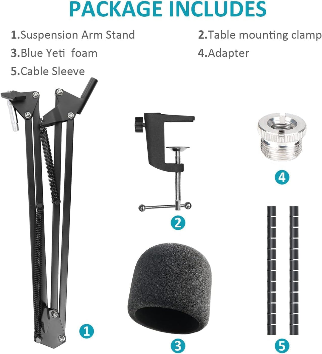 SUNMON für Blue Yeti Mikrofon Arm - Mikrofonarm Mikrofonständer mit Yeti Mikrofon Popschutz, kompati