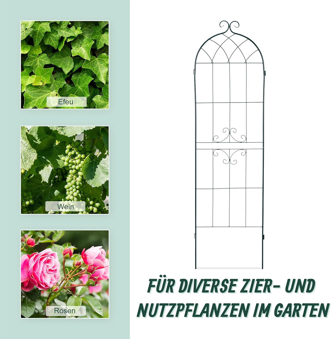 Relaxdays Rankgitter 2er Set, Metall, 180 x 50 cm, Vintage Rankhilfe Garten, geschwungene Form, zum
